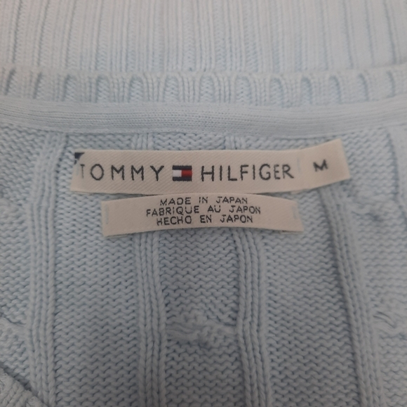 Tommy Hilfiger V-Neck Cable Knit Sweater Light Blue Size Medium‎ Women's D50 - Picture 12 of 12